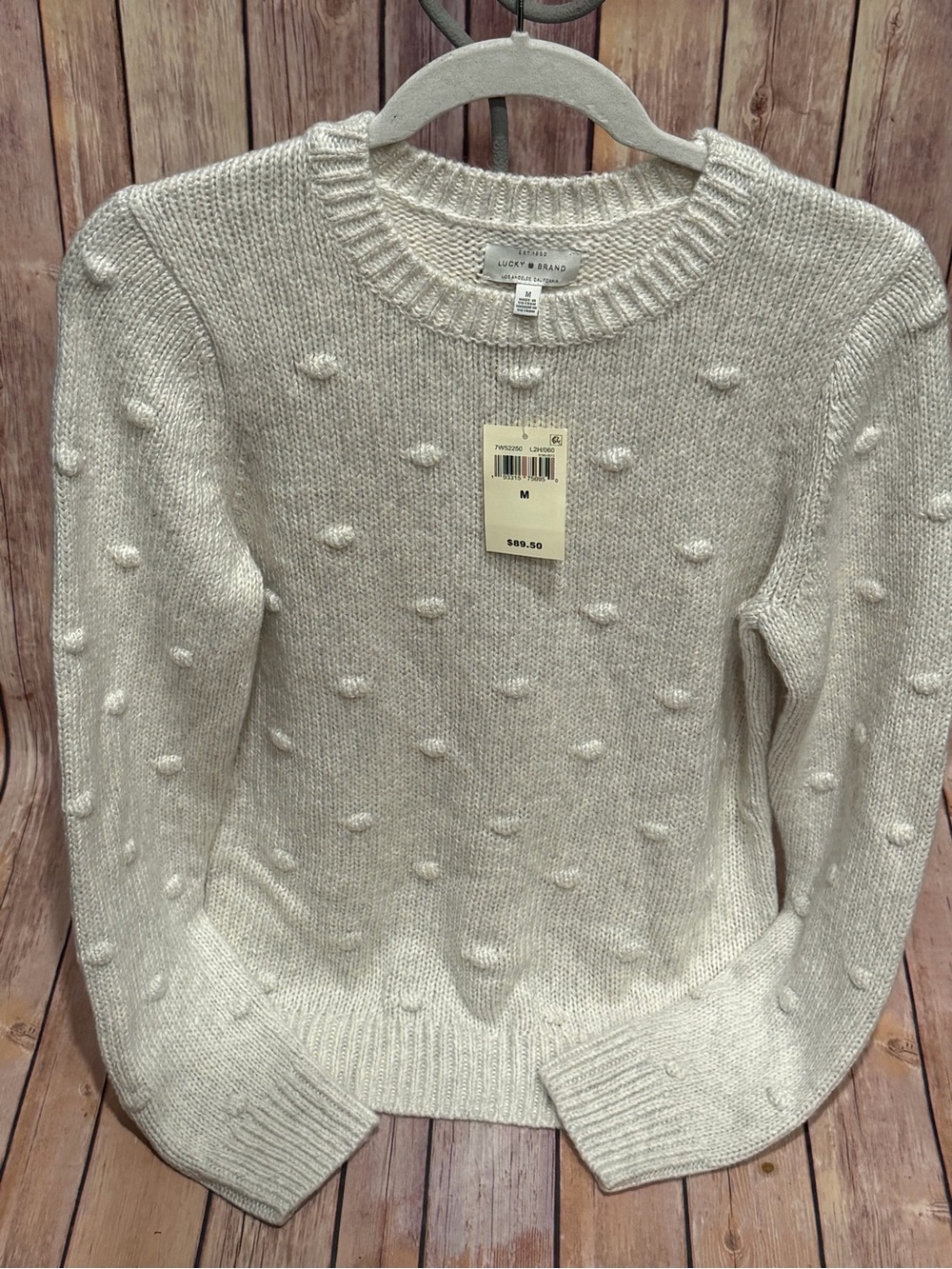 ✨NWT✨ Lucky Brand 🍀 Light Gray Pom Crewneck Sweater